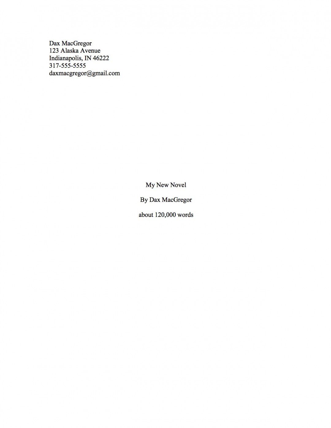 academic manuscript title page sample
