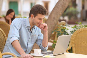 Beta reader at coffee shop